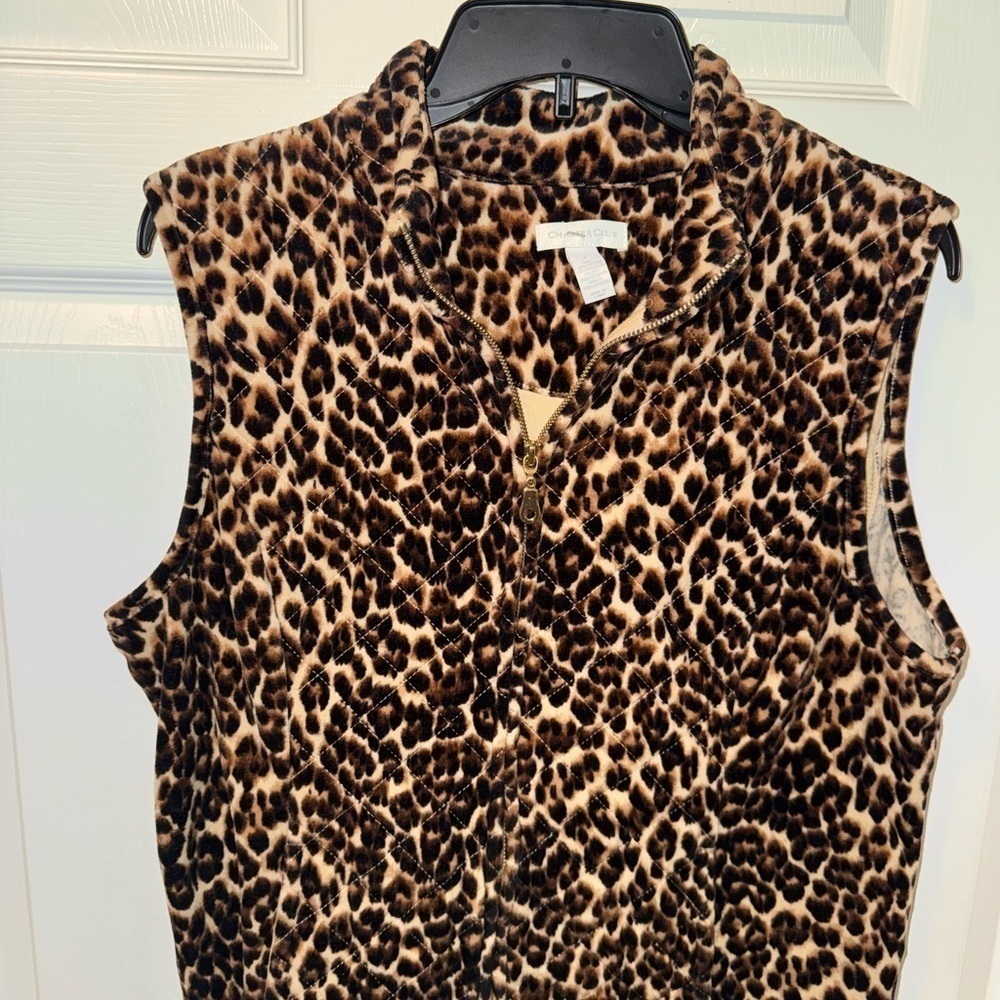 Charter Club Leopard Print Quilt Vest With Gold Zipper Size L - Picture 3 of 6